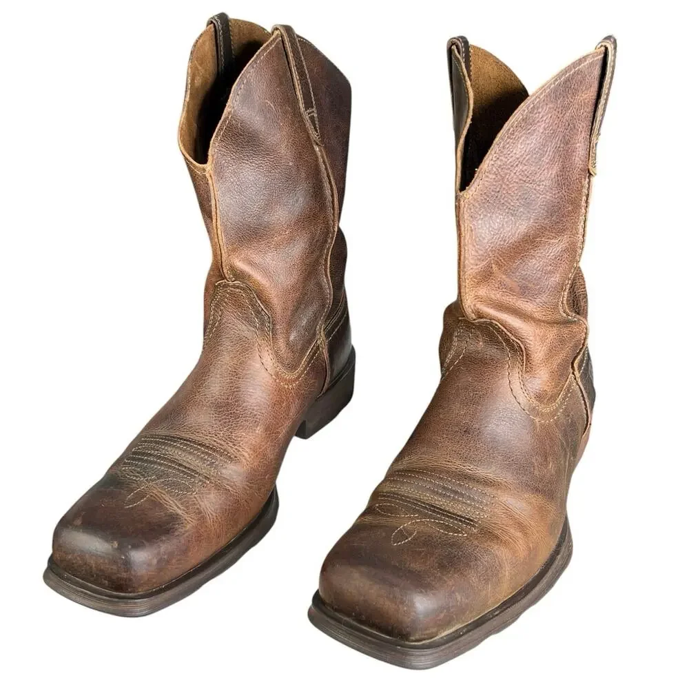 Ariat Men’s Rambler Brown Leather Distressed Cowboy Boot Size US 12 EE